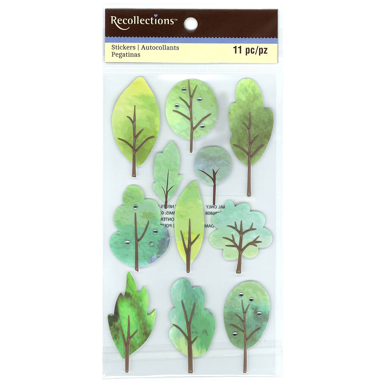 12 Pack: Watercolor Tree Stickers by Recollections™